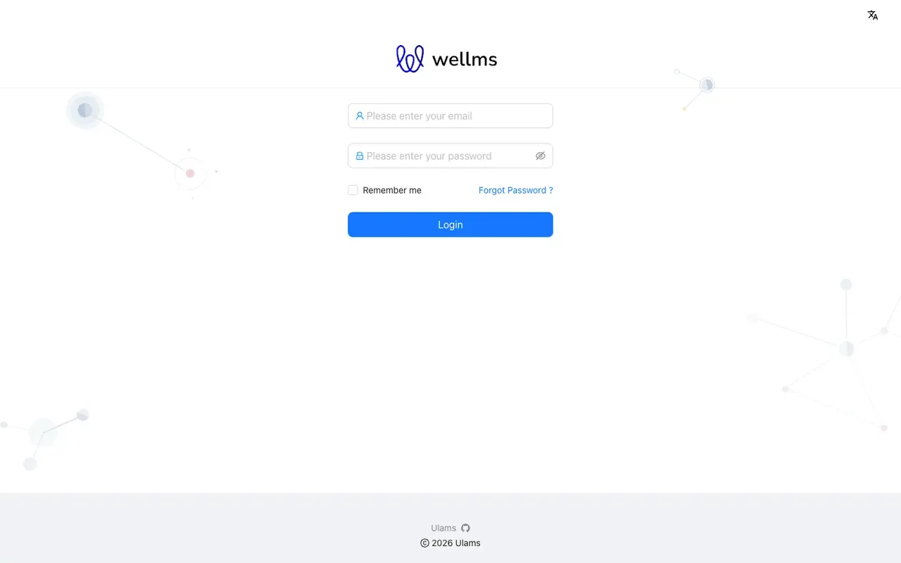 The user list with search filters, import and export buttons